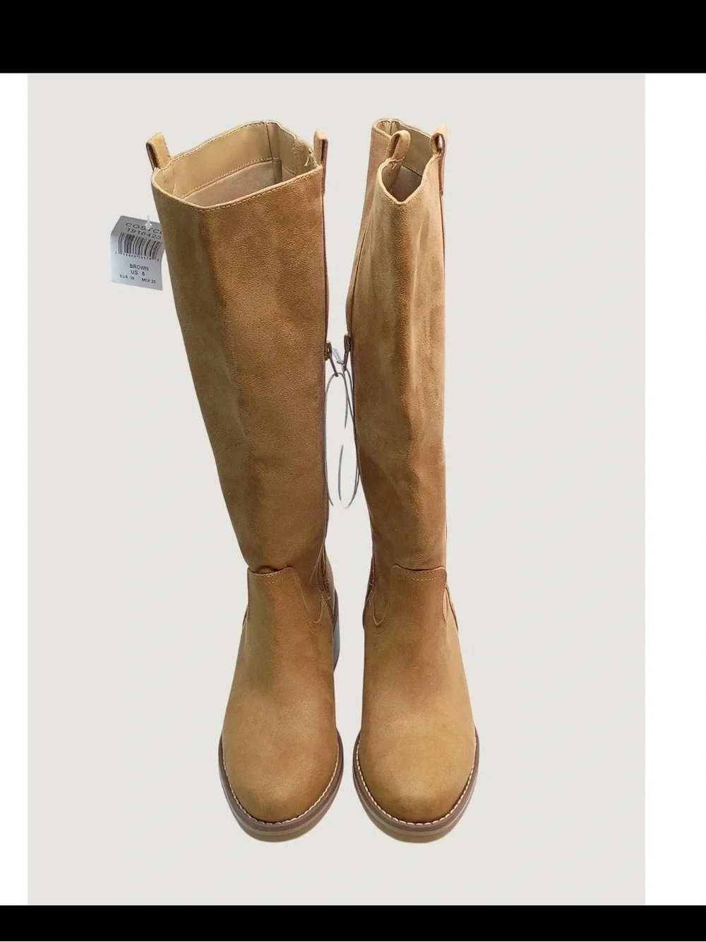 Kensie Naya B Tall Boot Women Size 7 Brown Faux Suede Block Heel